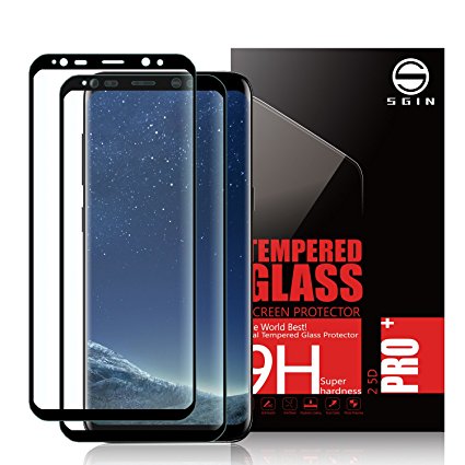 Samsung S8 Plus Class Screen Protector SGIN, [2Pack Black]Highest Quality Premium Tempered Glass Anti-Scratch, Clear High Definition (HD) Screen Film for Samsung Galaxy S8 Plus(Full Screen Coverage)