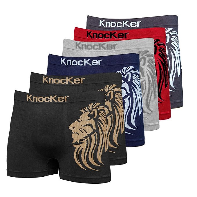 Men's Seamless Boxer Brief Stretchable Underwear 6-pcs Set, Assorted Colors