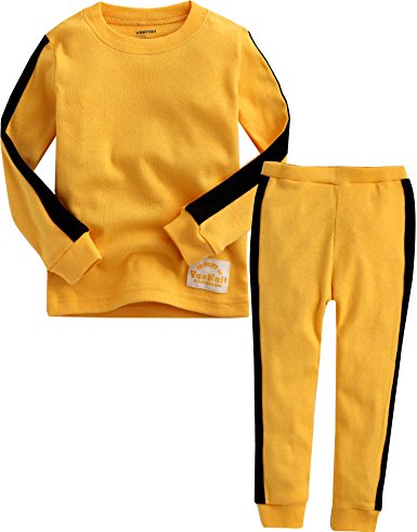 Vaenait Baby 12M-7T Kids Boys Sleepwear Pajama 2pcs Set Kung Fu Yellow