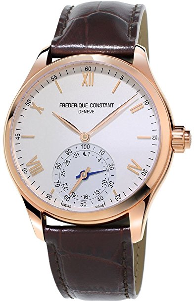 Frederique Constant Horological Smartwatch Mens Fitness Watch - 42mm White Face Swiss Quartz Smart Running Watch - Brown Leather Band Water Resistant Sleep Monitor Activity Tracker Watch FC-285V5B4