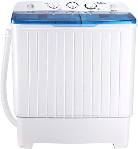 Portable Washing Machine, TACKLIFE 17.6 lbs Mini Compact Twin Tub Washing Machine, Wash (11lbs) and Spin Combo(6.6 lbs), Timer Control with Soaking Function, For Apartment, Dorm, RV, Camping - DSTP171