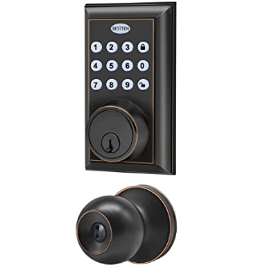 BESTTEN Electronic Keypad Deadbolt and Privacy Door Knob Combination Lock Set, Keyless Entry Door Lock with Deadbolt, Oil Rubbed Bronze