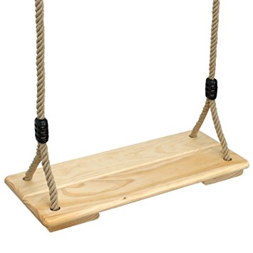 Pellor Wooden Swing Seat Indoor and Outdoor Hanging Seat Max Load 150KG (Rope Max: 210cm, burlywood)