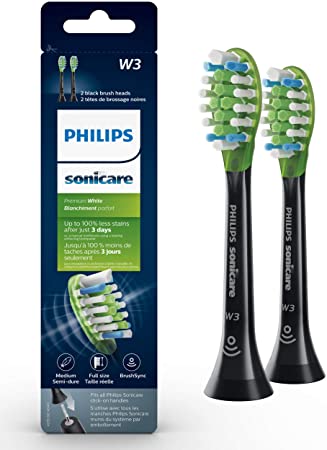 Philips Sonicare Premium White RFID Replacement Brush Heads, Black, 2 Pack, HX9062/95