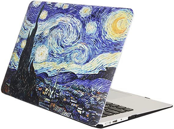 AUSMIX MacBook Air 13 Inch Case, Creative Famous Paintings Design Cover Hard Plastic Rubberized PC Chic Shell for MacBook Air 13.3 Inch (Models: A1369/A1466) - Starry Night Van Gogh