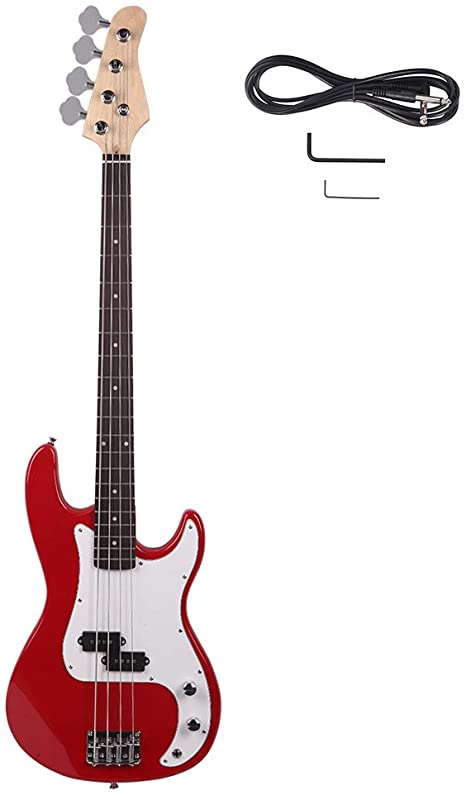 Z ZTDM Electric Bass Guitar Full Size 4 String Exquisite Burning Fire Style Electric Bass for Adult Student Red