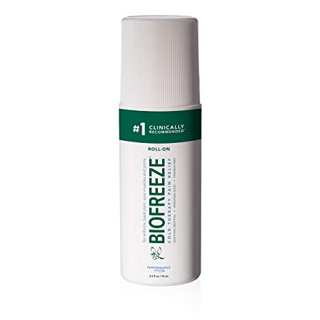 Biofreeze Pain Reliever Gel for Muscle, Joint, and Arthritis Pain, Cooling Topical Analgesic Cream, NSAID Free Pain Relief Works Like Ice Pack, 2.5 oz. Roll-On, Original Green Formula, 4% Menthol