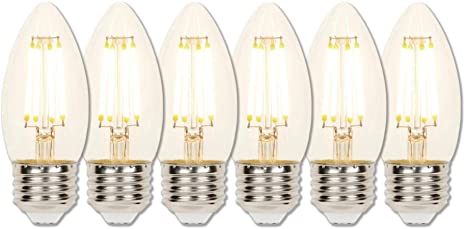 Westinghouse 4316920 60W Equivalent B11 Dimmable Filament LED Light Bulb with Medium Base (6 Pack), Clear