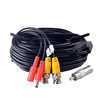 JOOAN 60ft Pre-made All-in-one BNC Video and Power Security Camera Cable for CCTV Security System