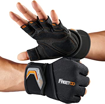 FREETOO Workout Gloves for Men Women 2022, Weight Lifting Gloves with Wrist Support, Extra Padded Leather Palm Gym Gloves Equip Excellent Grip and Absolutely NO CALLUSES Exercise Gloves for Fitness