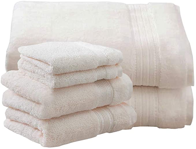 Charisma Plush Towels Bundle | Includes: 2 Luxury Bath Sheet Towels, 2 Hand Towels & 2 Washcloths | Quality, Ultra Soft Towel Set | 6 Pieces (Ivory)