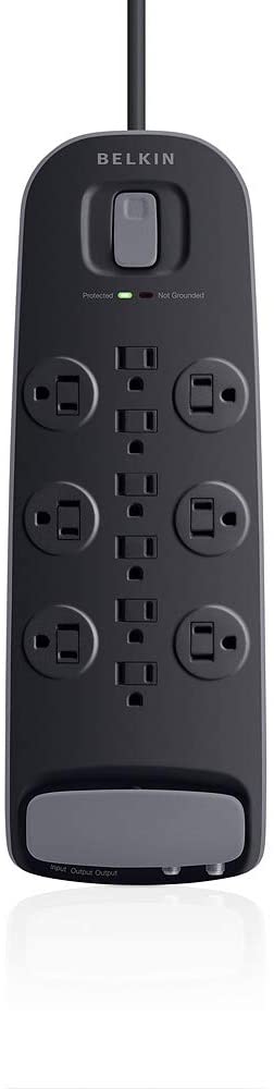 Belkin 12 Outlet Surge Protector with 8-Foot Power Cord and Telephone and Coax Protection (BV112230-08-BLK)