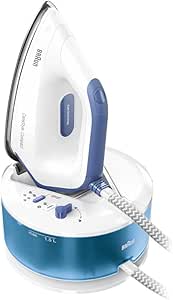 Braun CareStyle Compact IS 2143 BL Steam Ironing Station - Steam Iron with FreeGlide 3D Soleplate Vertical Steam, 2400 Watt, Pump Pressure 6 Bar, Steam Boost 400 g/min, Large 1.5 L Water Tank, Blue