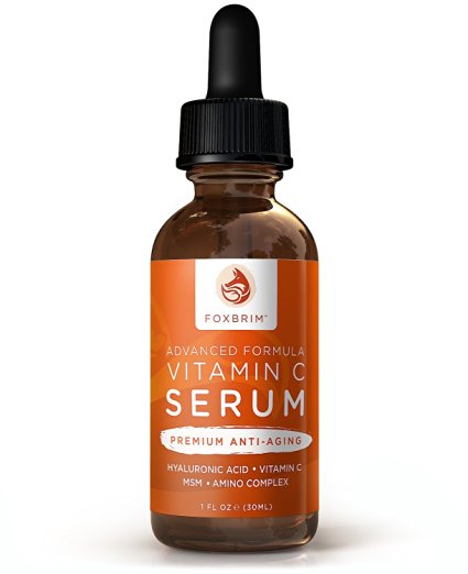 Foxbrim Advanced Formula Vitamin C Serum for Face - Anti Aging Serum with Hyaluronic Acid - For Wrinkles, Fine Lines, Age Spots & Skin Discoloration - 1OZ