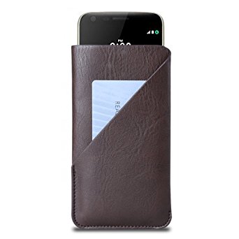 eBuymore Faux Leather Cellphone Shock Absorbing proof Pouch Sleeve Case for iPhone 7 / LG K7 / LG K3 / LG Escape 3 / BLU R1 HD / BLU Studio G2 / X5 / Studio Touch / BLU Neo X (Brown)