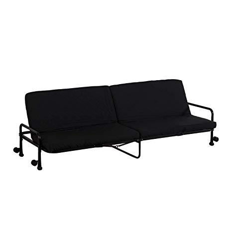 HOMCOM Sofa Bed Recliner Foldable Couch Sofabed 3 Seater Fabric w/Wheels Armrest Chair Guest Bed Black