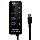 Atolla USB 30 4 Ports with 1 Charging Port and Switch Black
