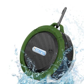 VicTsing Wireless Bluetooth 3.0 Waterproof Outdoor & Shower Speaker with 5W Speaker/Suction Cup/Mic/Hands-Free Speakerphone - Army Green