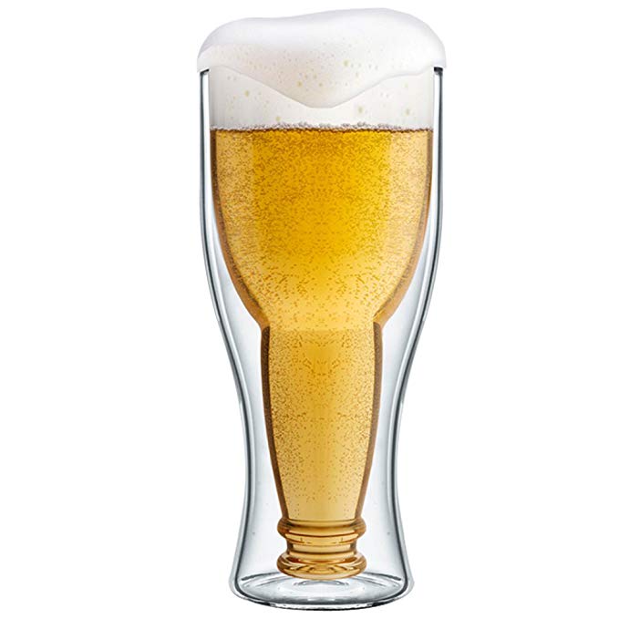 Final Touch Bottoms Up Double Wall Beer Glass