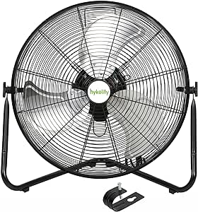 hykolity 4600 CFM 20" High Velocity Floor Fan, 3-Speed Heavy Duty Metal Fan with Wall-Mounting System, Industrial Shop Fan for Warehouse, Garage, and Workshop