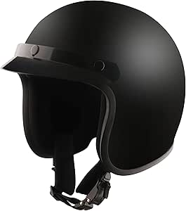 Detour Helmets D.O.T. Flat Black 3/4 Lightweight Helmet for Motorcycle Riders with Removeable Visor