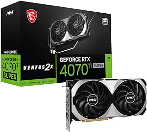 MSI GeForce RTX 4070 Ti Super 16G VENTUS 2X OC Carte Graphique de Jeu - 16 Go GDDR6X, 2655 MHz, PCI Express Gen 4, 256 Bits, 3X DP v 1.4a, HDMI 2.1a (Prend en Charge 4K & 8K HDR)