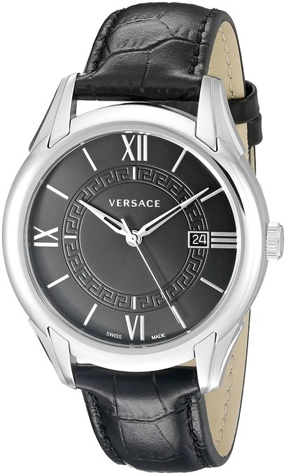 Versace Men's VFI010013 "Apollo" Stainless Steel Casual Watch with Leather Band