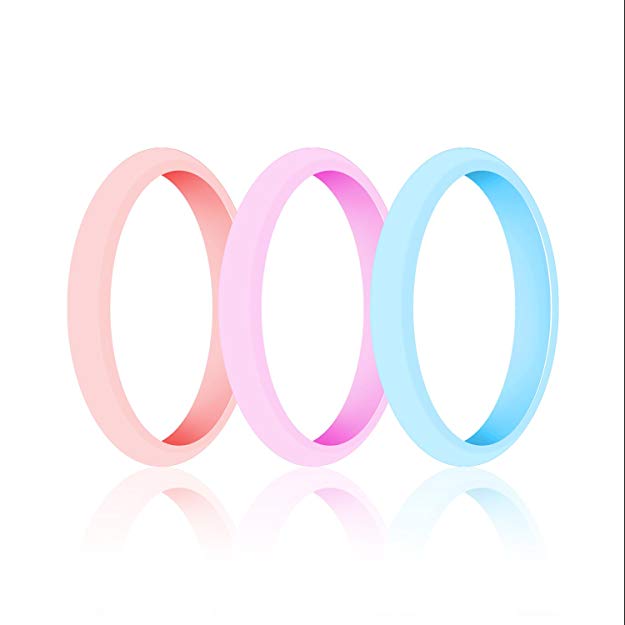 WIGERLON Womens Silicone Wedding Ring&Rubber Wedding Bands for Workout and Sports Width 3mm