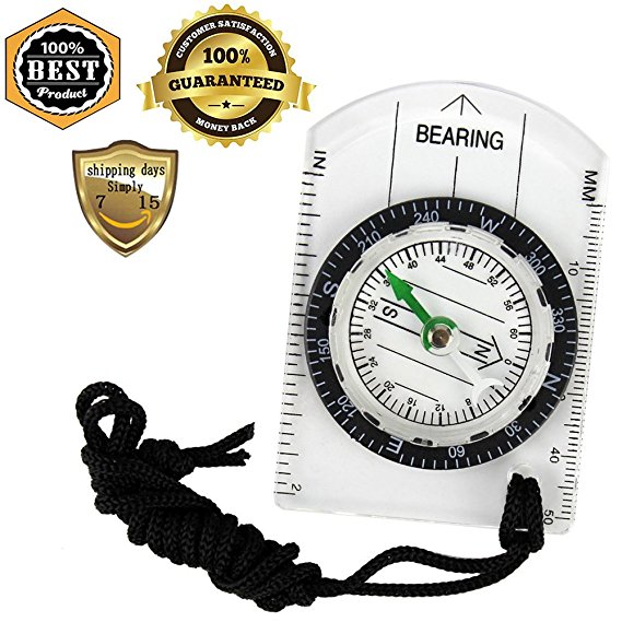 Meanhoo Keychain compass for travel and navigation, is made from transparent baseplate compass which the material gives a protective shield to the incorporated compass against damage or issues