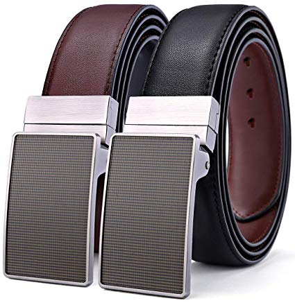 Belt for Men, Bulliant Mens Leather Belt Reversible with Holes, One Belt Reversible for Two Colors