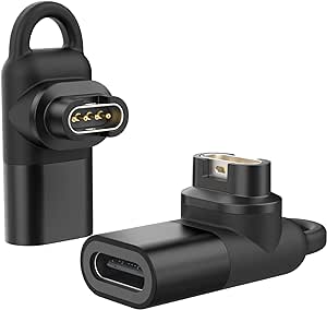 MoKo Adaptateur USB C vers Garmin 2-Pack, Connecteur Câble Chargeur Type C à 90 Degrés Transfert de Données Compatible avec Garmin Fenix 7/7S/7X/6/6S/6X/5/5S/5X/Forerunner 245/255/Vivoactive 3/4/Venu