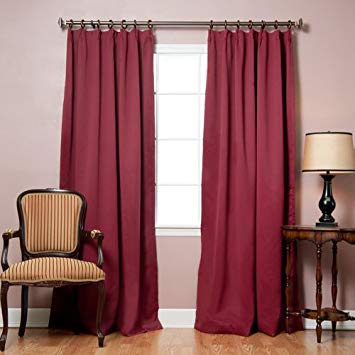 Best Home Fashion Pinch Pleated Thermal Insulated Blackout Curtain - Antique Bronze Grommet Top - Burgundy - 40" W x 84" L - (Set of 2 Panels)