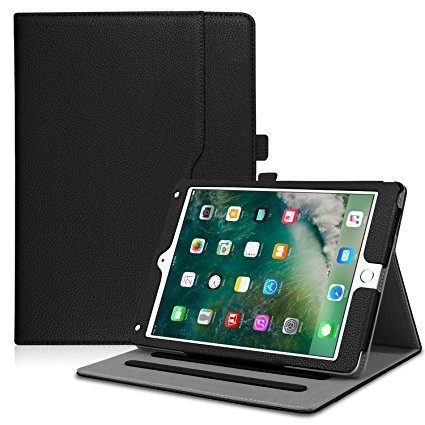 Famavala Folio Stand Case Cover With Pocket For 9.7 Inch Apple iPad 2017 / iPad Air 2 / iPad Air Tablet; Case Supports [Multi-Angle Viewing][Corner Protection][Auto Wake / Sleep] (Black)