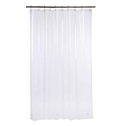 Amazer Shower Curtain, 60" W x 72" H EVA 8G Thick Bathroom Plastic Shower Curtains No Smell with Heavy Duty Clear Stones and 10 Rust-Resistant Grommet Holes-Clear