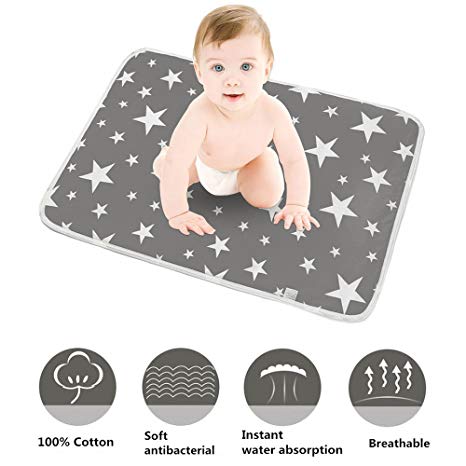 Baby Changing Mat,Unisex Baby Waterproof Diaper Changing Pad with Large Size Portable Sheet for Any Places for Home Travel Bed Play Stroller Crib Car - Mattress Pad Cover for Boys and Girls (S-Grey,20"x28")