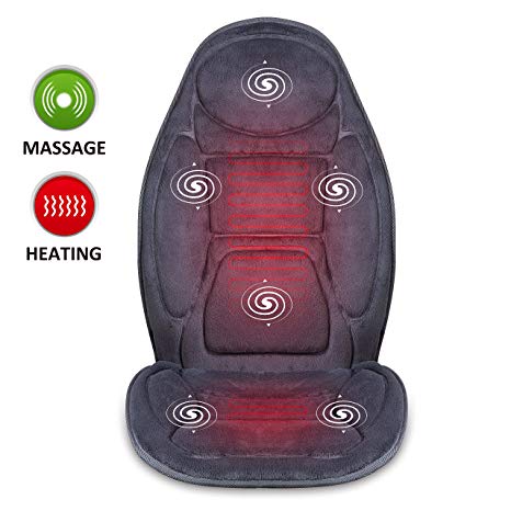 Snailax Vibration Massage Seat Cushion with heat 6 Vibrating Motors and 3 Therapy Heating Pad, Back Massager, Massage Chair Pad for Home Office Car use
