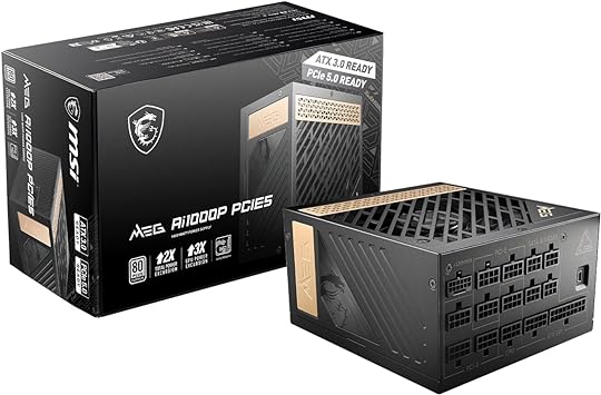 MSI MEG Ai1000P PCIE 5 & ATX 3.0 Gaming Power Supply - Full Modular - 80 Plus Platinum Certified 1000W - 100% Japanese 105°C Capacitors - Compact Size - ATX PSU