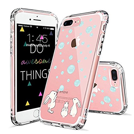 iPhone 7 Plus Case, iPhone 7 Plus Clear Case, MOSNOVO Cute Bunny Rabbit Clear Design Printed Transparent Plastic Hard Back with Soft TPU Bumper Protective Case Cover for Apple iPhone 7 Plus (5.5 Inch)