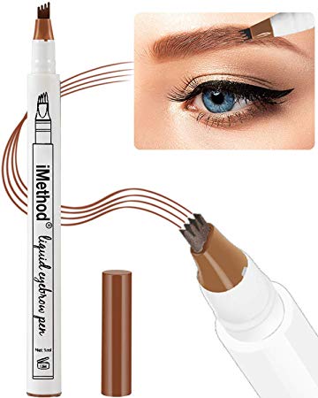 Eyebrow Tattoo Pen - Microblading Eyebrow Pencil with a Micro-Fork Tip Applicator Creates Natural Looking Brows Effortlessly and Stays on All Day, Light Reddish Brown