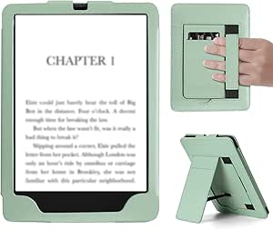 Famavala Case for 6.8" Kindle Paperwhite (11th Generation-2021) and Kindle Paperwhite Signature Edition, Slim Cover with Hand Strap (Agave Green)