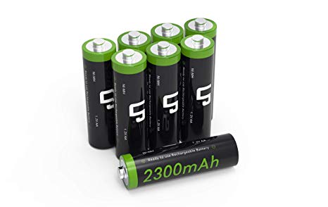 LP AA Ni-MH Rechargeable Battery Pack, 8-Pack Double-A Batteries with 2300mAh High Capacity for Clocks, Remotes, Toys, Cameras, Flashlights &More