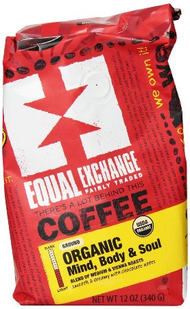 Equal Exchange Organic Coffee, Mind Body Soul, Ground, 12-Ounce Bag