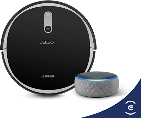 ECOVACS DEEBOT 711 Robot Vacuum Cleaner with Smart Navi 2.0 Bundle with Echo Dot (3rd Gen) Charcoal Gray