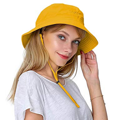 Puli Women's Packable Fisherman Bucket Hat Outdoor Hat with Chin Strap - Sun Protective