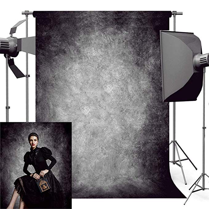 econious Photo Backdrop, 5x7ft Retro Abstract Black Portrait Backdrop for Photography, Resistant Fleece-Like Cloth Fabric, with Rod Pocket