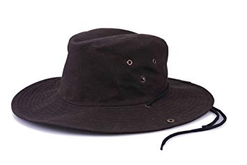 Krumba Men's Cotton Brown Oilskin Outdoor Water Proof Cowboy Hat