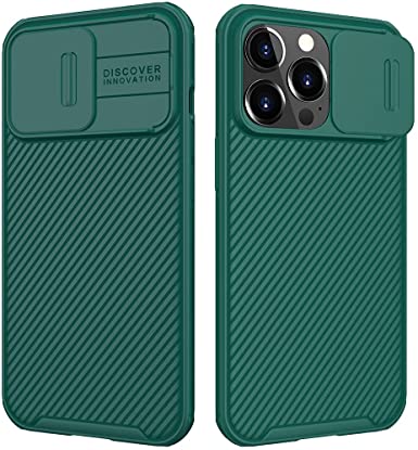iPhone 13 Pro Case with Camera Cover,Slim Fit Thin Polycarbonate Protective Shockproof Cover with Slide Camera Cover, Upgraded Case for Apple iPhone 13 Pro (Green)