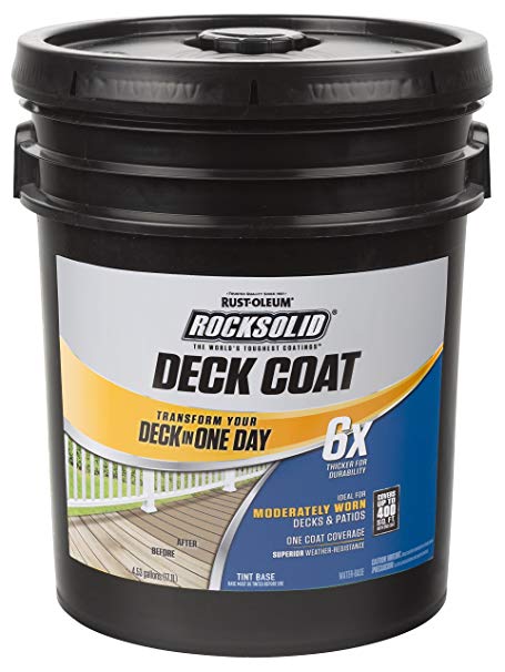 Rust-Oleum 319716 RockSolid 6X Deck Coat, 5 Gallon, River Rock