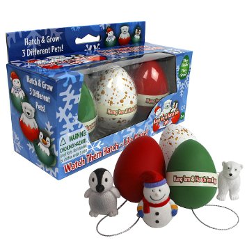 Christmas Ornament Super Grow Eggs - Hang Em and Hatch Em X-Mas Hatching Eggs - Grow Three Different Super Sized Pets