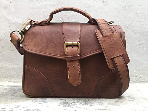 Pascado Small brown genuine Leather Crossbody shoulder satchel travel purse handbag for womens